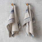 Set of 2 Linen Hand or Tea Towels Forest Green Provence