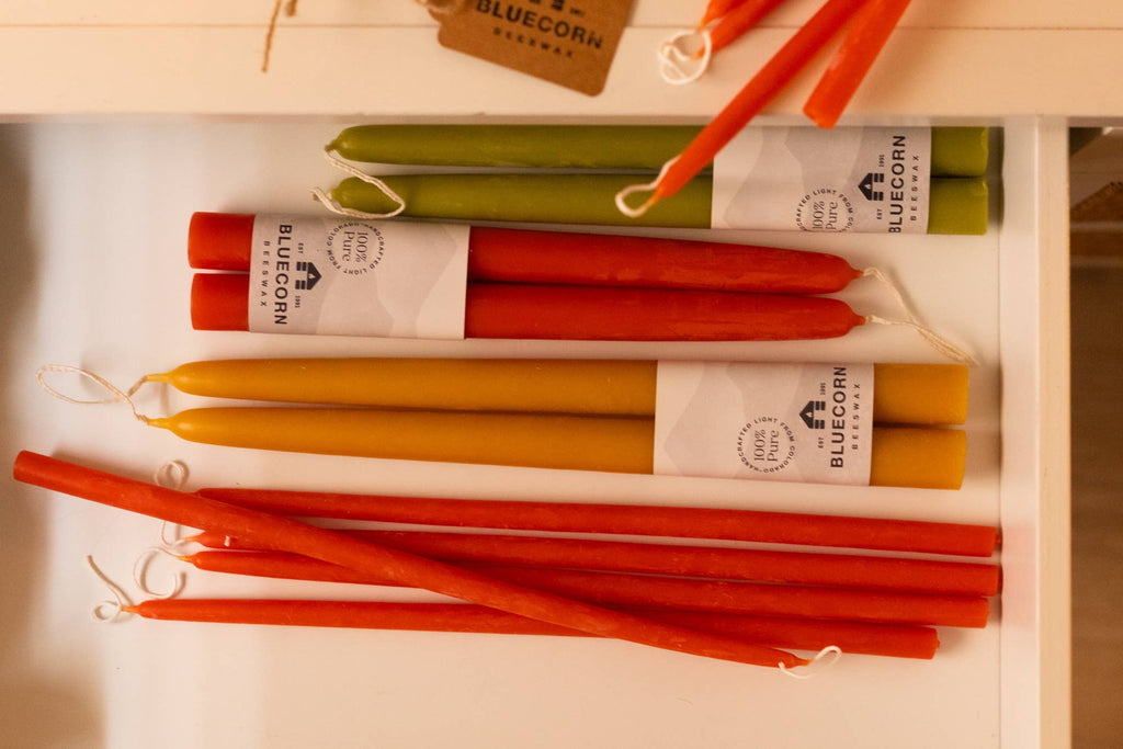 Thin Beeswax Taper Candles: Hand-Dipped in Colorado
