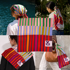Red Colorblock Scarf | Women's Scarf | 100% Silk Bandana
