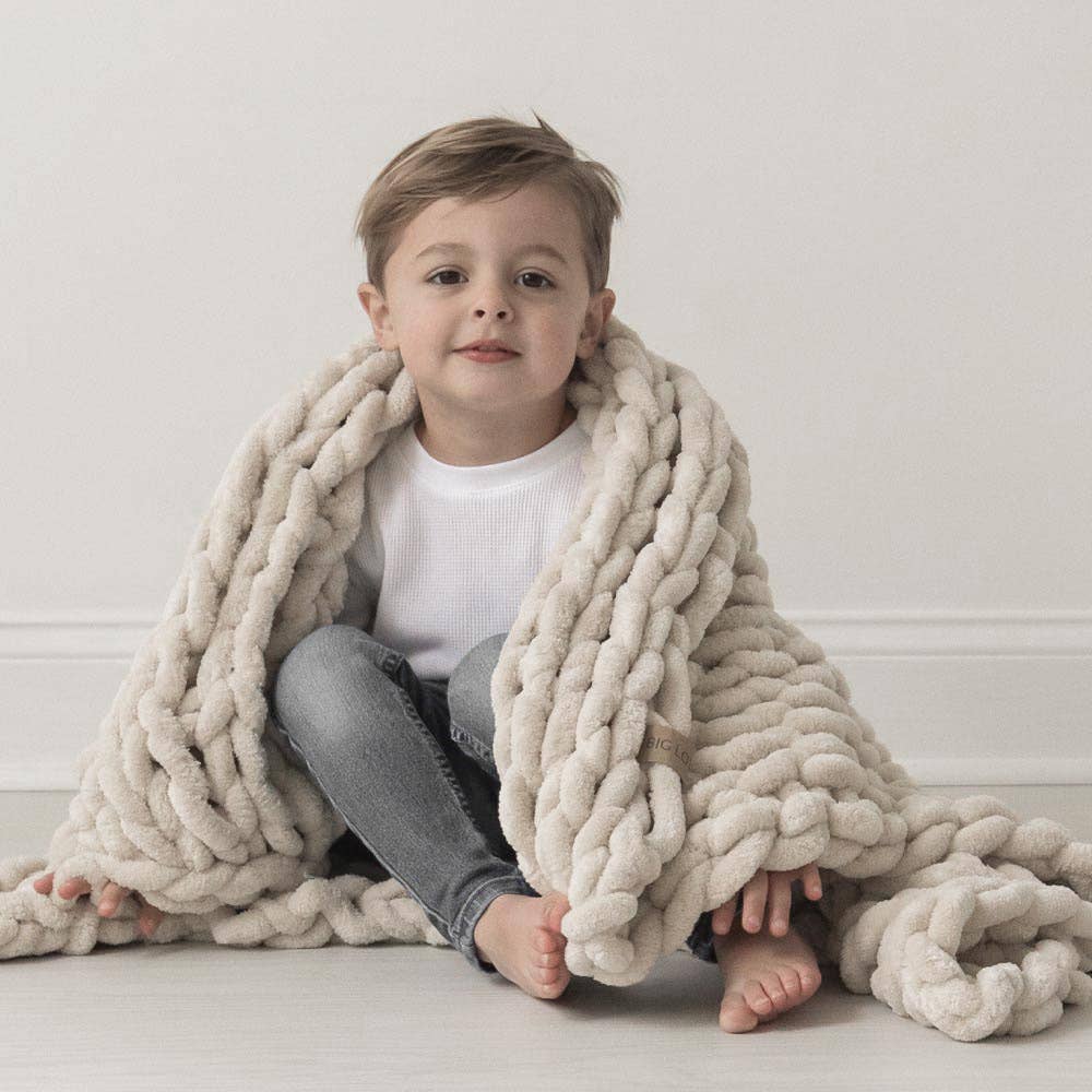Infinite Chunky Knit Blanket | Minky | Little