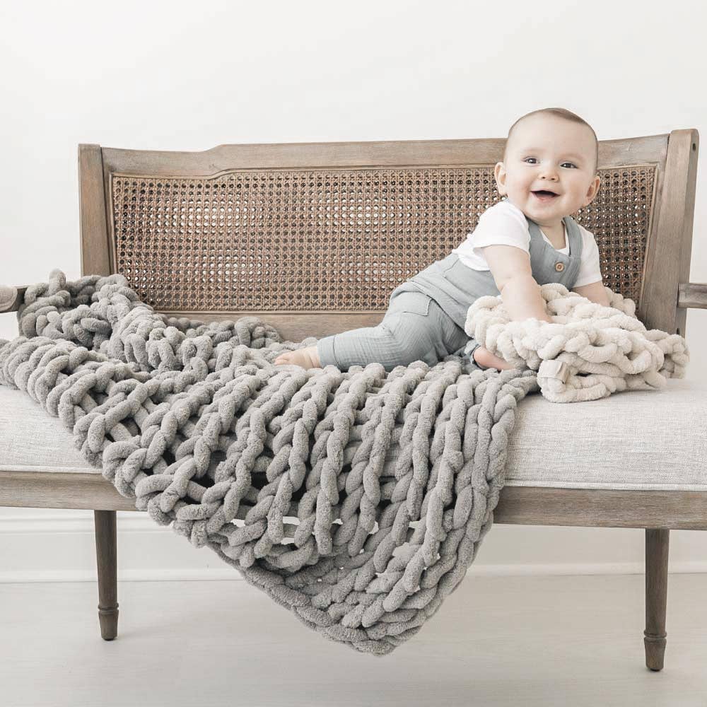 Infinite Chunky Knit Blanket | Minky | Little