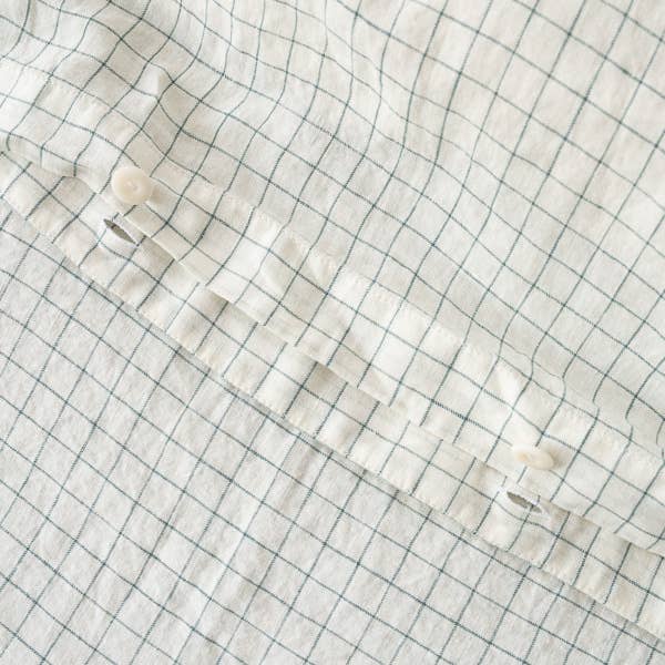 Linen Duvet - White Arctic Check