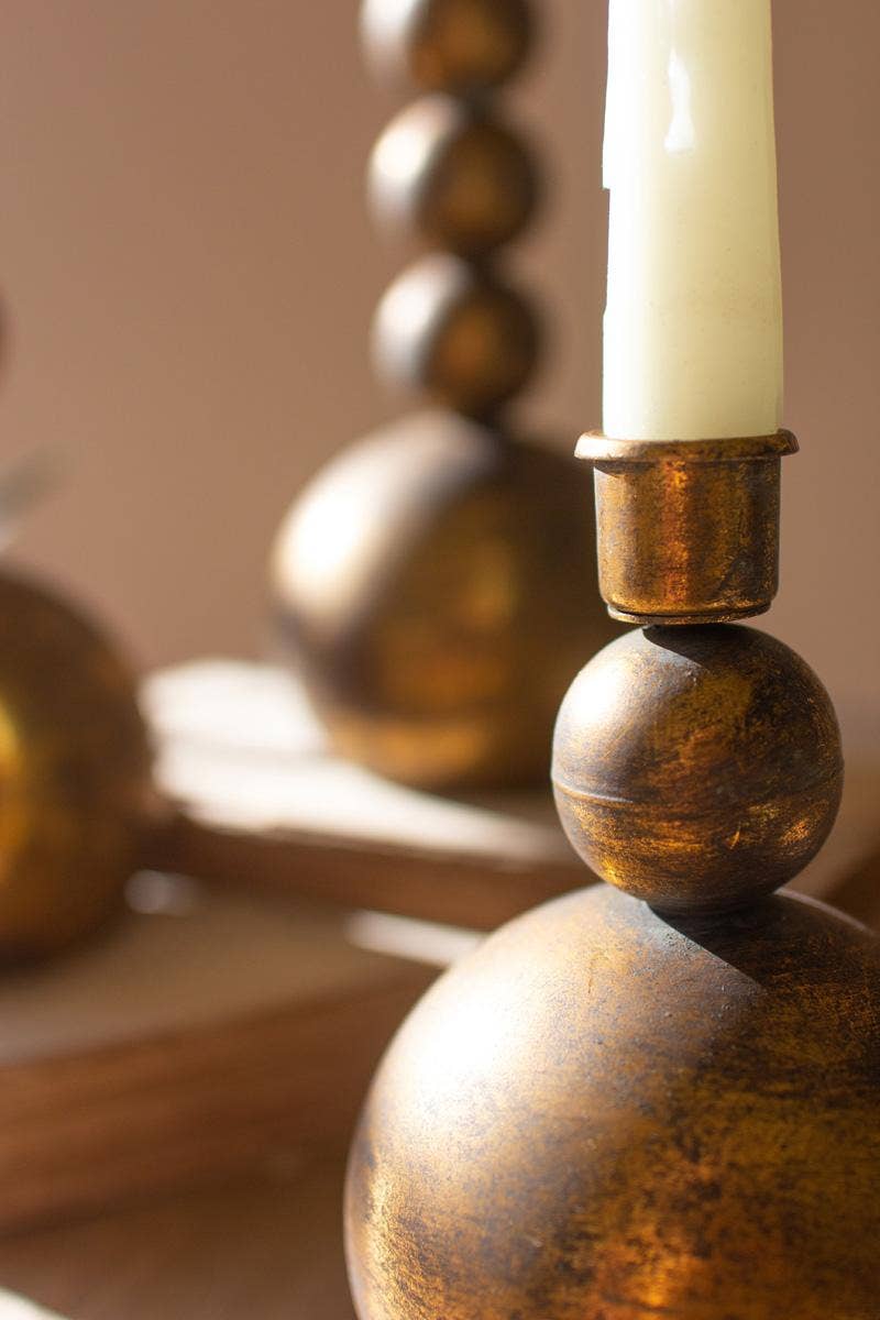 ANTIQUE BRASS TAPER CANDLE HOLDERS