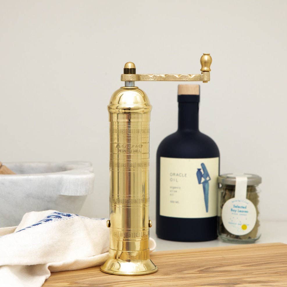 Brass Greek Pepper Mill - 8"