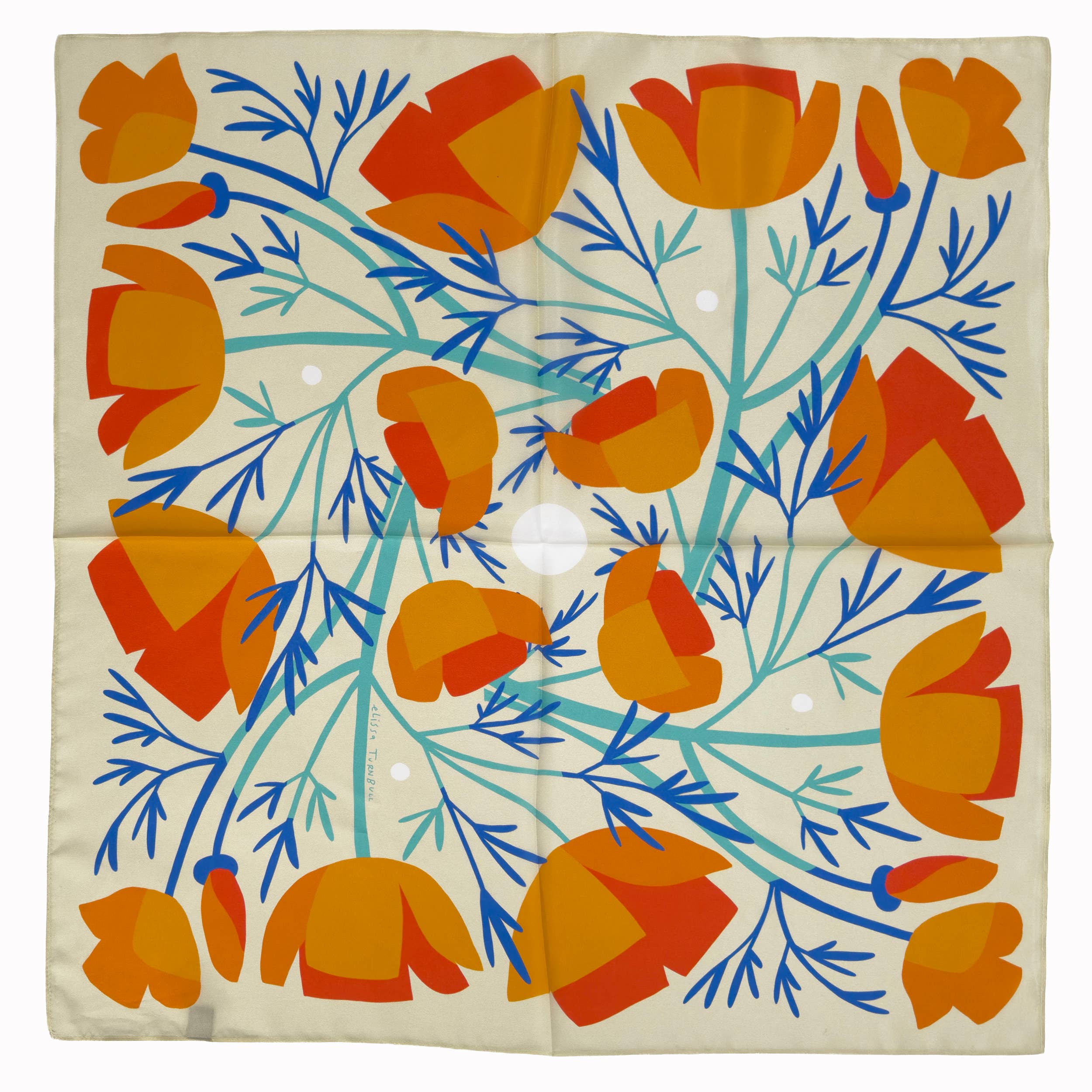 California Poppies Scarf | Silk Scarf | Women's Bandana