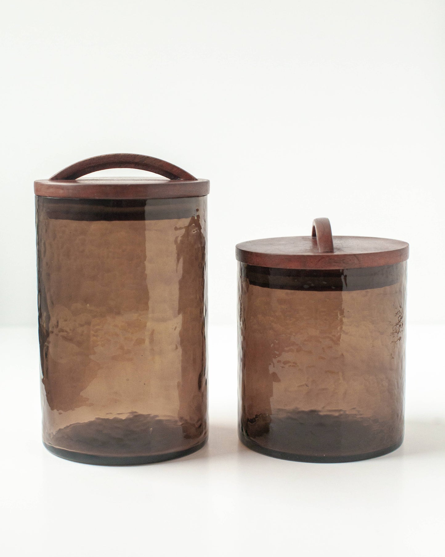 Handblown Hammered Glass Canisters