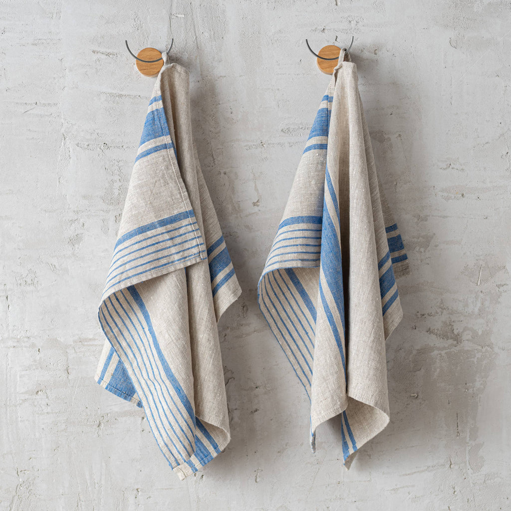 Set of 2 Linen Hand or Tea Towels Forest Green Provence