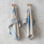 Set of 2 Linen Hand or Tea Towels Forest Green Provence