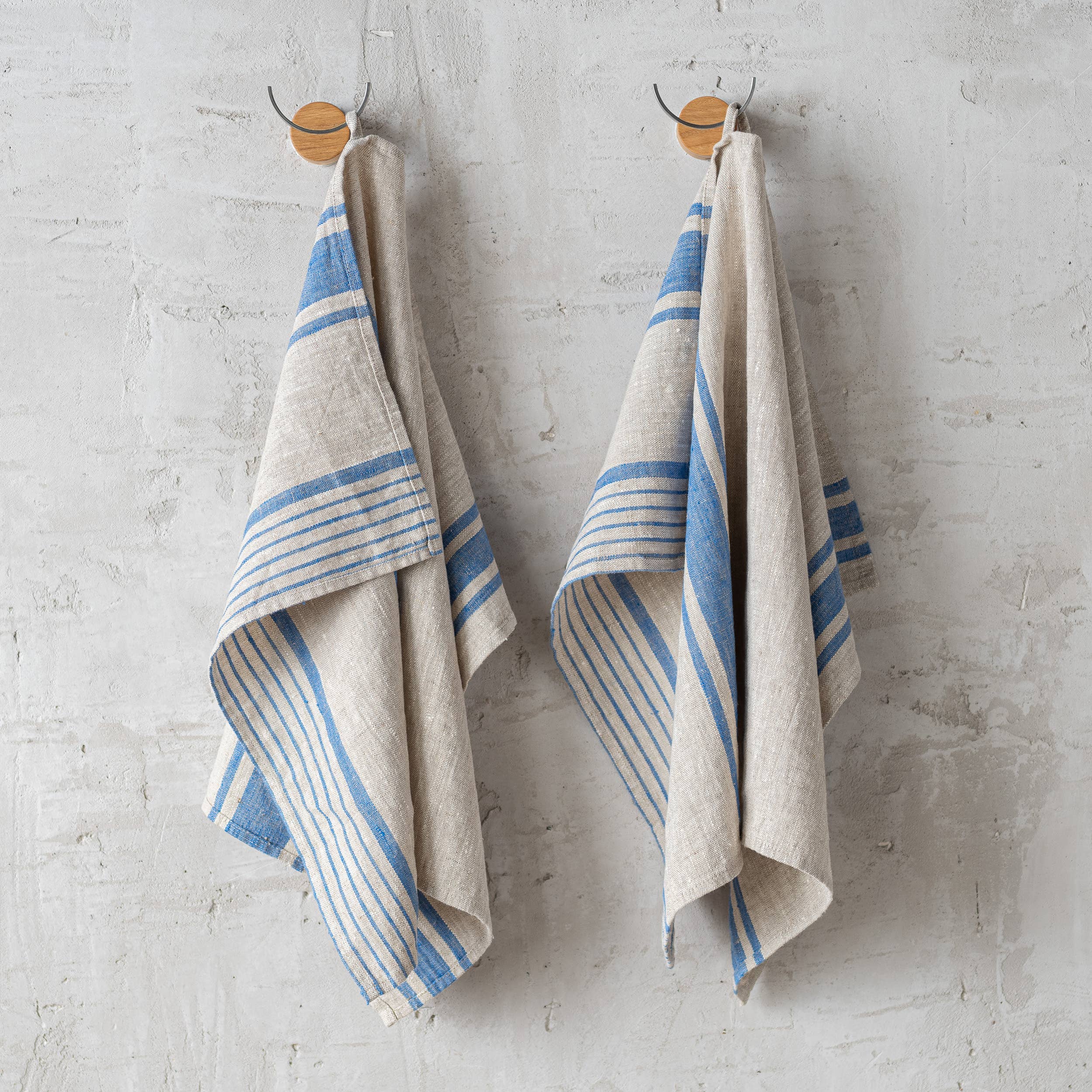 Set of 2 Linen Hand or Tea Towels Forest Green Provence
