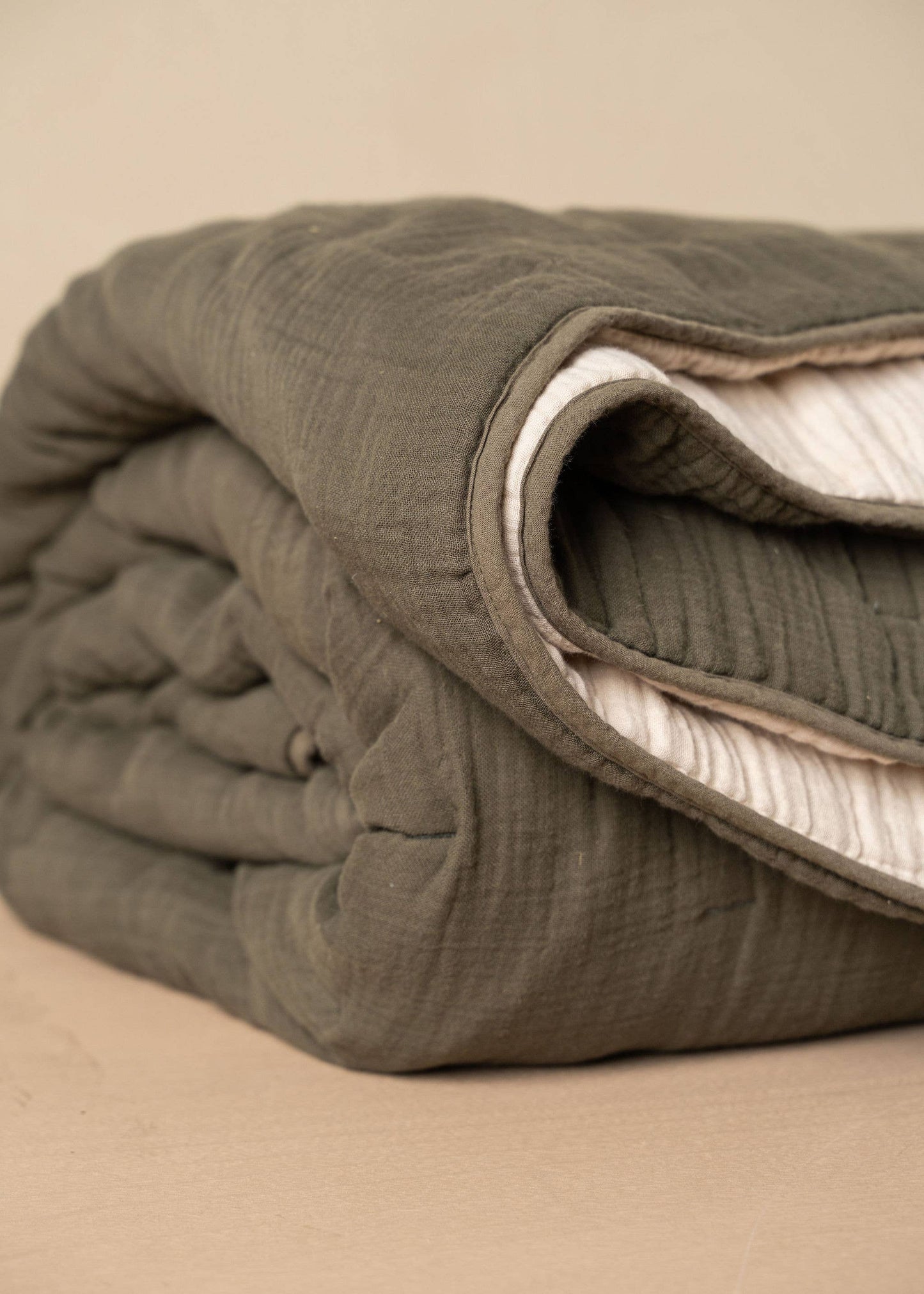 Quilted Bed Cover | Olive