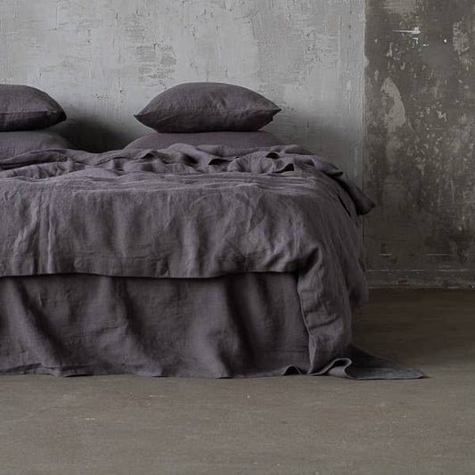 Stone Washed Linen Duvet - Steel Grey