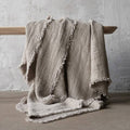 Linen Throw With Fringes - Natural