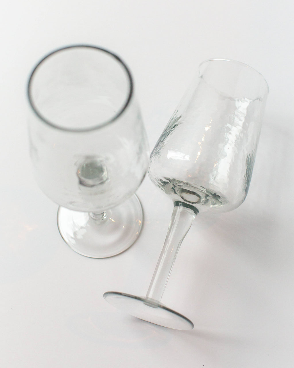 Handblown Hammered Wine Glass Pair