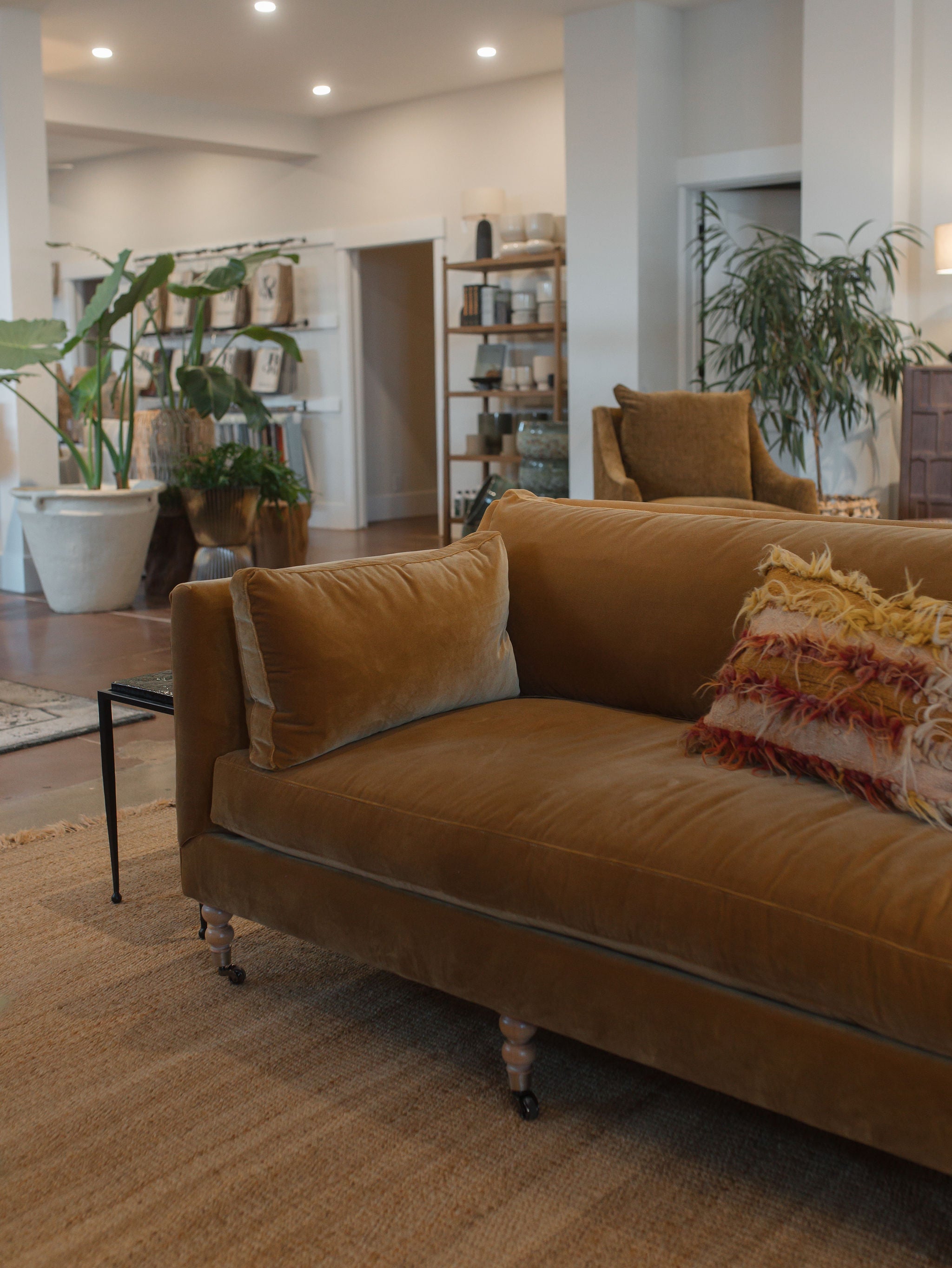 Madeline Sofa - Antiqued Amber Velvet - 90”