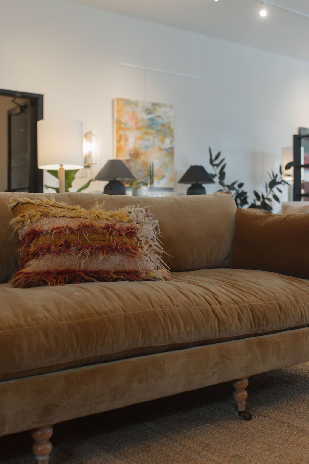 Madeline Sofa - Antiqued Amber Velvet - 90”