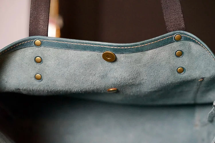 Overland with Ranch Brand Green Leather - Antique Brass Hardware