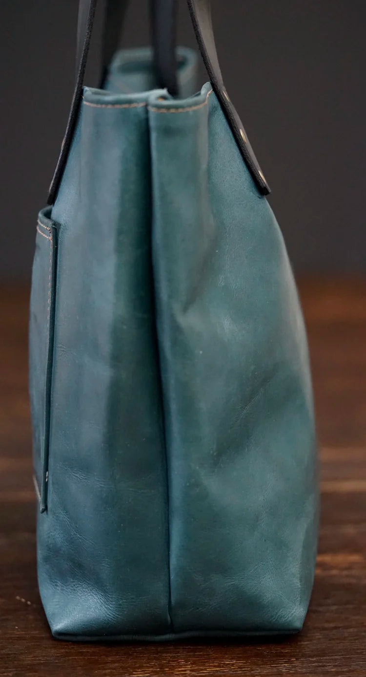 Overland with Ranch Brand Green Leather - Antique Brass Hardware