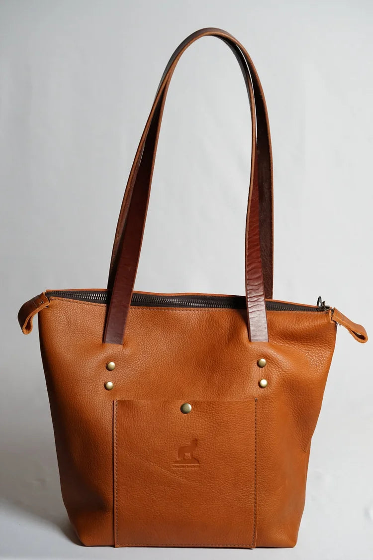 Overland Orange Leather - Antique Brass Hardware (C)