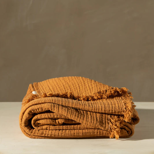 Cotton Bed Cover | Terracotta