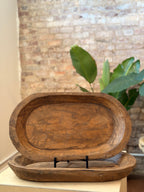 Natural Wooden Carved Bowl, Large