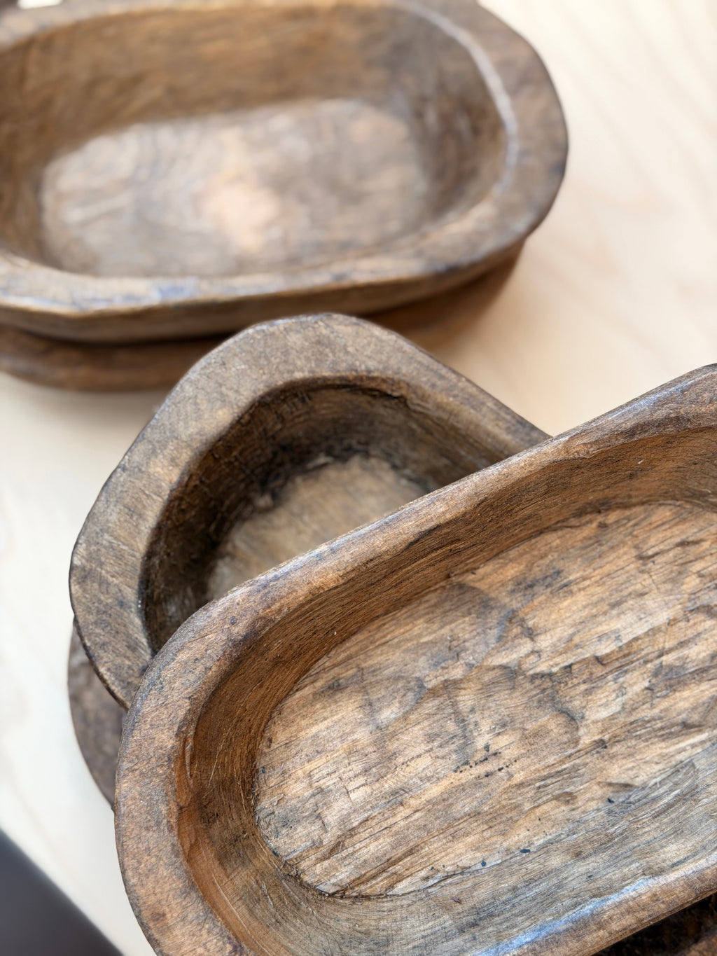 Natural Wooden Carved Bowl, Small