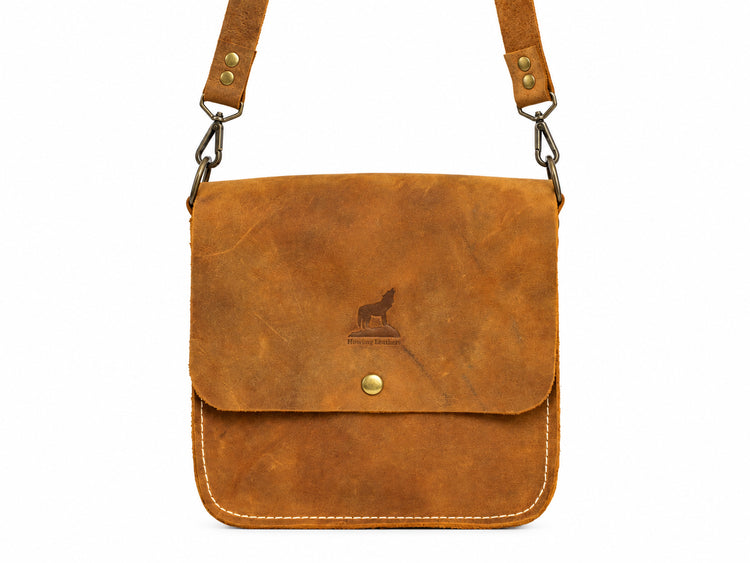 The Wolfpack Series Mail Bag - Crazy Horse Leather, Antique Brass Hardware