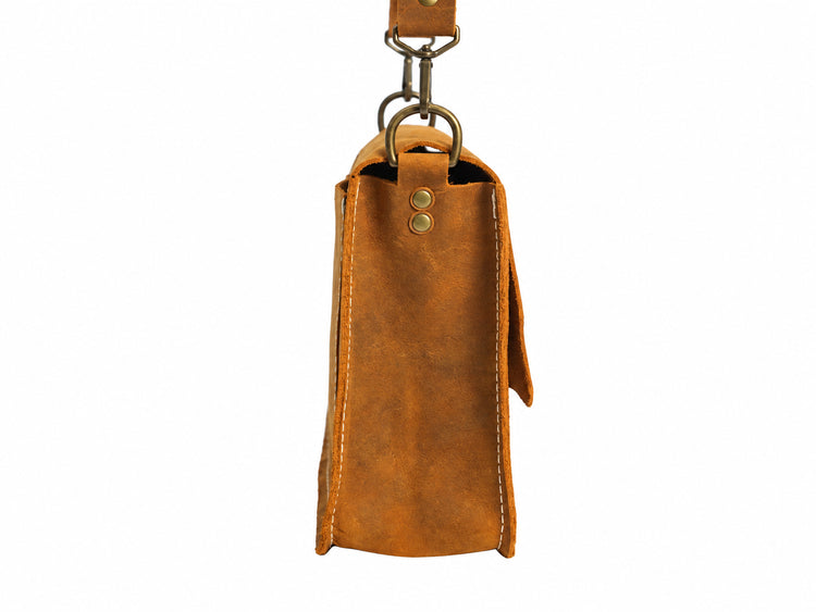 The Wolfpack Series Mail Bag - Crazy Horse Leather, Antique Brass Hardware