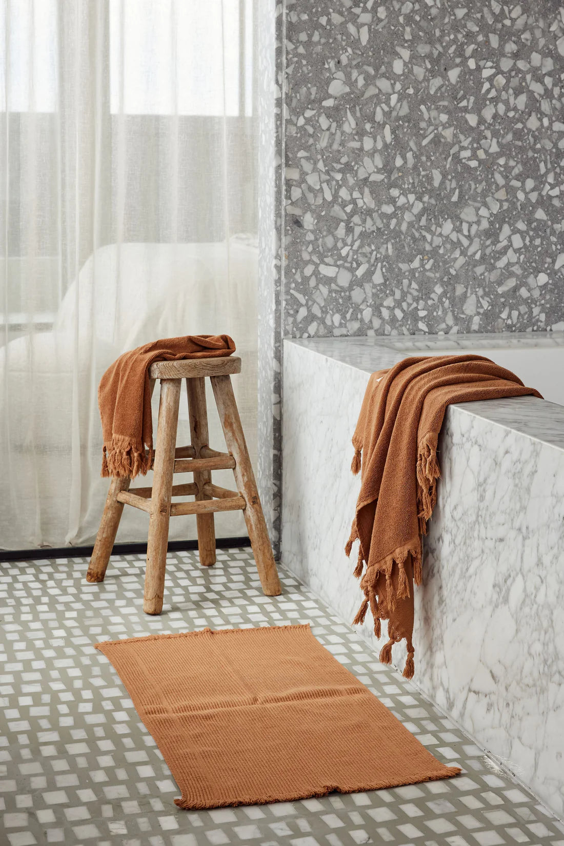 Vintage Wash Hand Towel | Terracotta