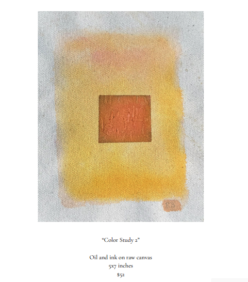 Original Color Studies on Raw Canvas by Rachel Barbera