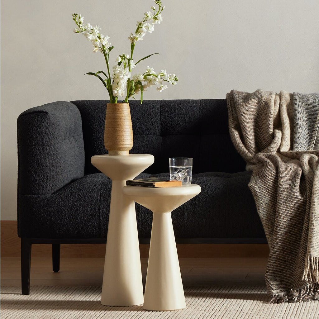 Ravine Concrete Accent Tables Tall Only - Parchment White