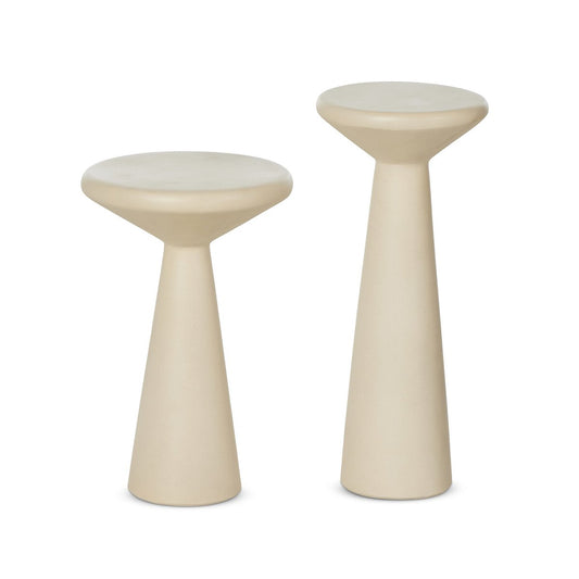 Ravi Concrete Accent Tables, Set Of 2- Parchment White