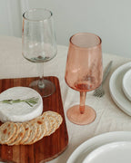 Handblown Hammered Wine Glass Pair