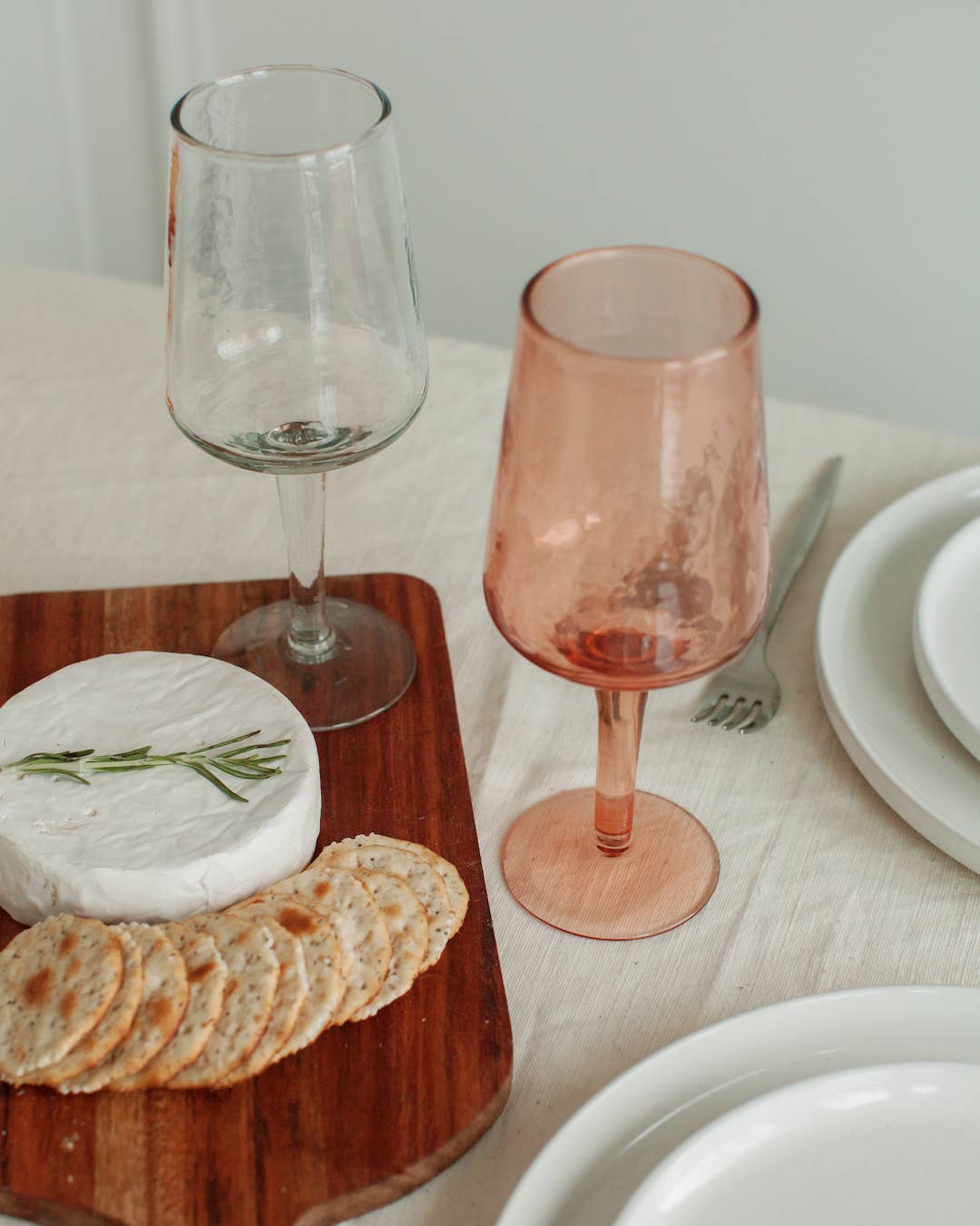 Handblown Hammered Wine Glass Pair