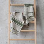 Set of 2 Linen Hand or Tea Towels Forest Green Provence