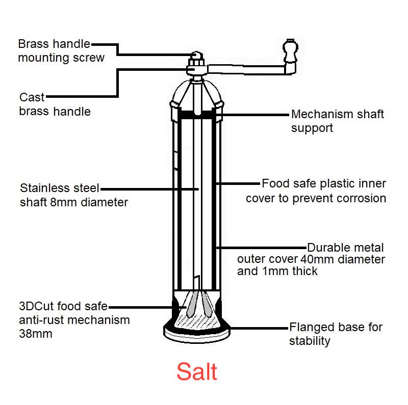 Solid Brass Salt Mill