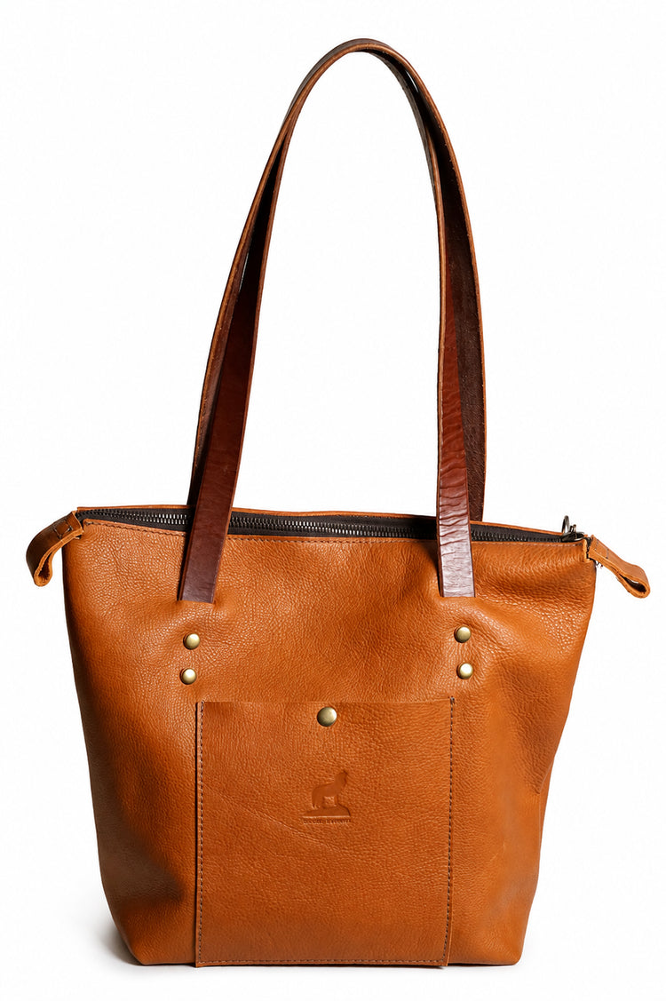 Overland Orange Leather - Antique Brass Hardware (C)