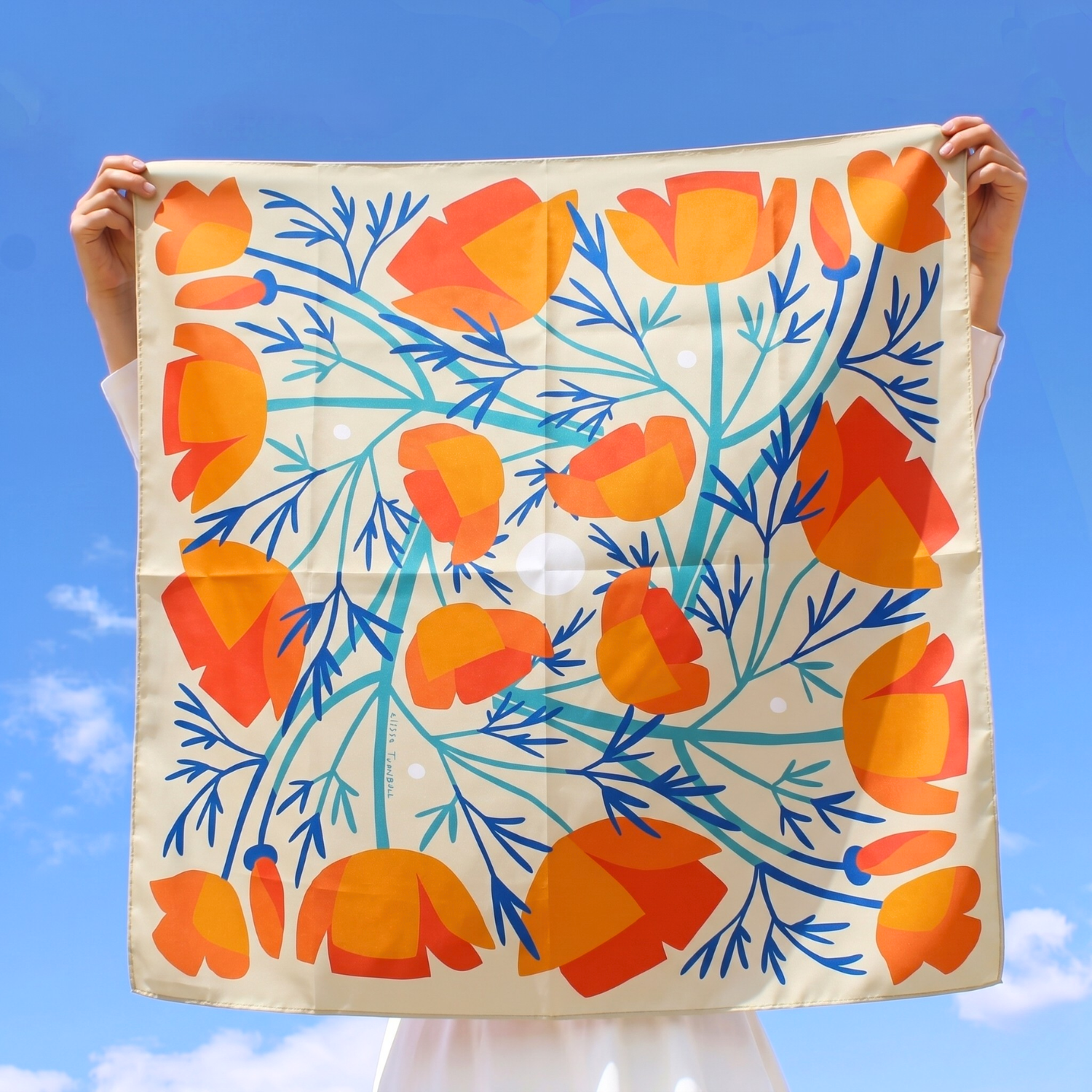 California Poppies Scarf | Silk Scarf | Women's Bandana