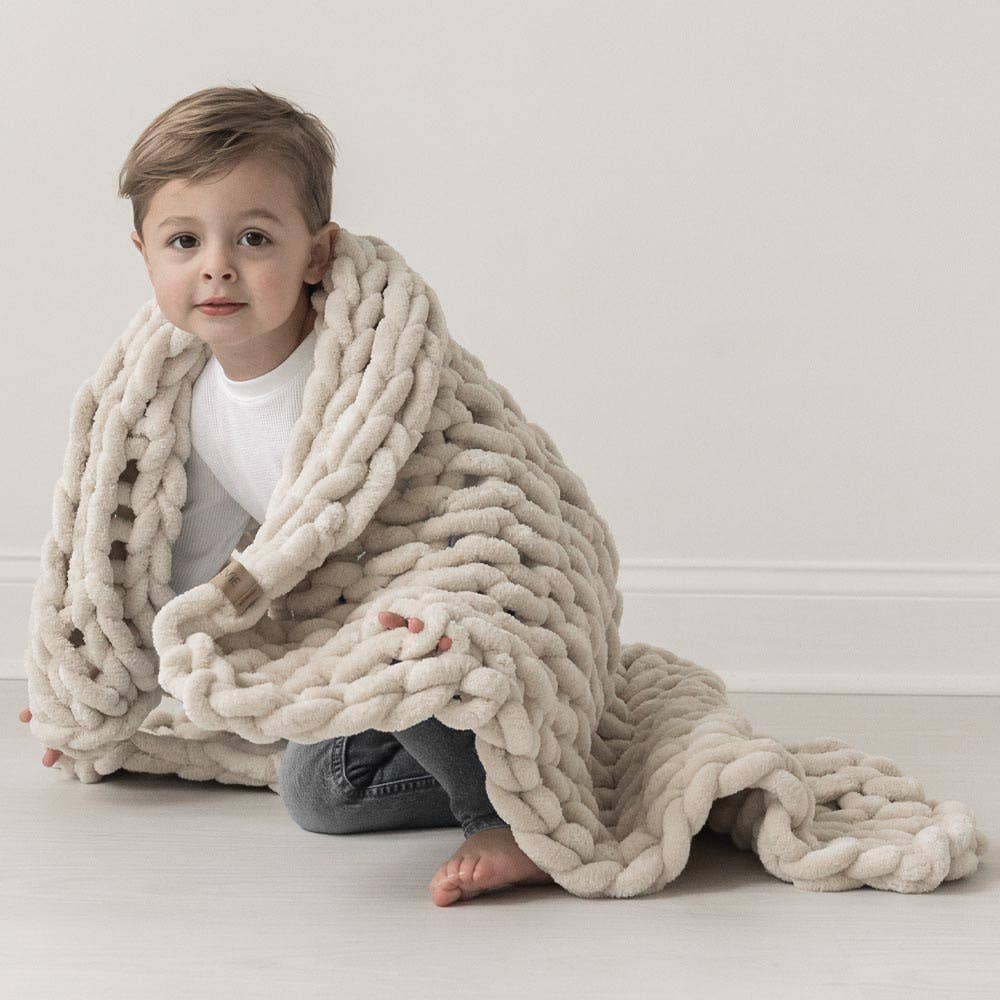 Infinite Chunky Knit Blanket | Minky | Little