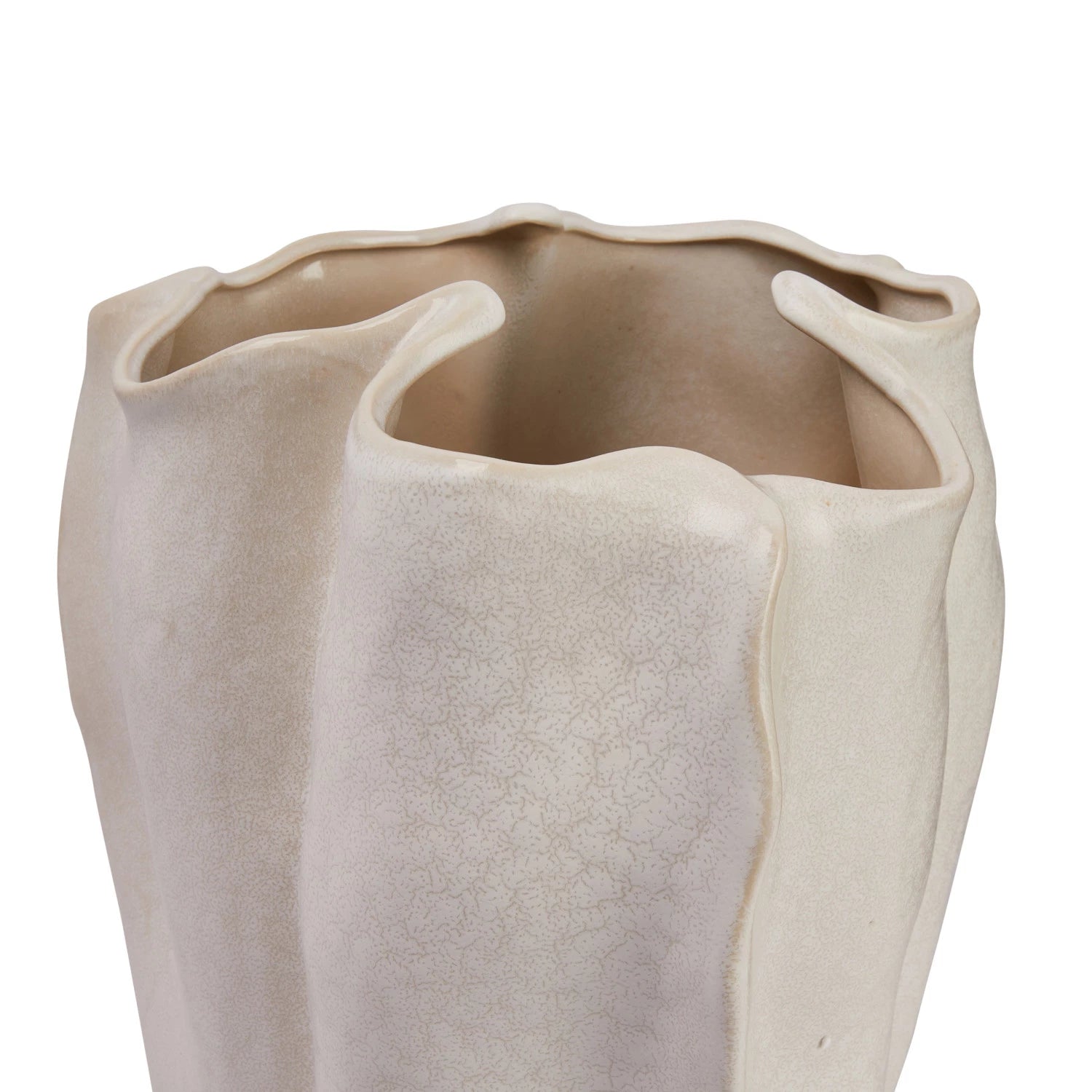 Stoneware Organic Shaped Vase, Matte Cream Color TALL
