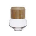 Glass Vase w/ Removable Acacia Wood Collar