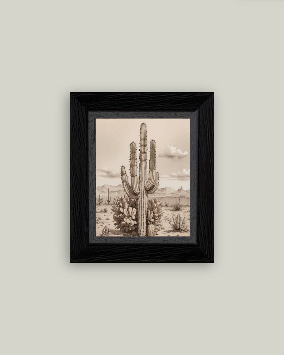 Desert Cactus Framed Antique Art