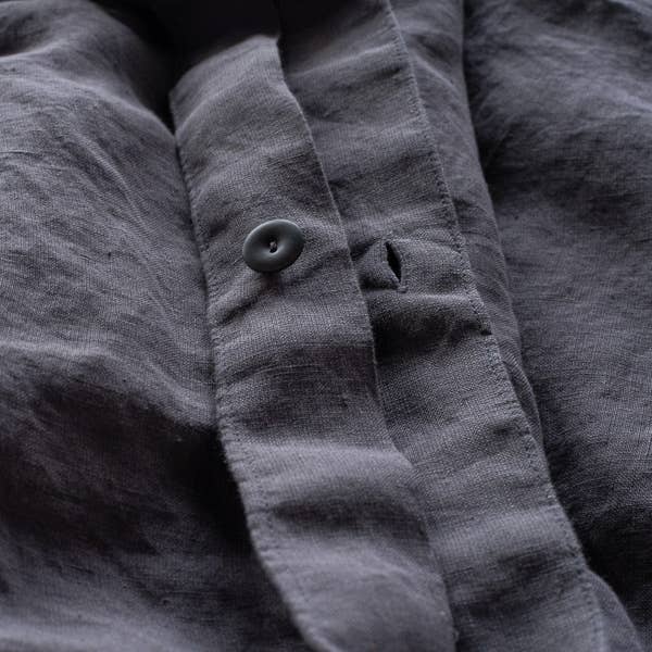 Stone Washed Linen Duvet - Steel Grey