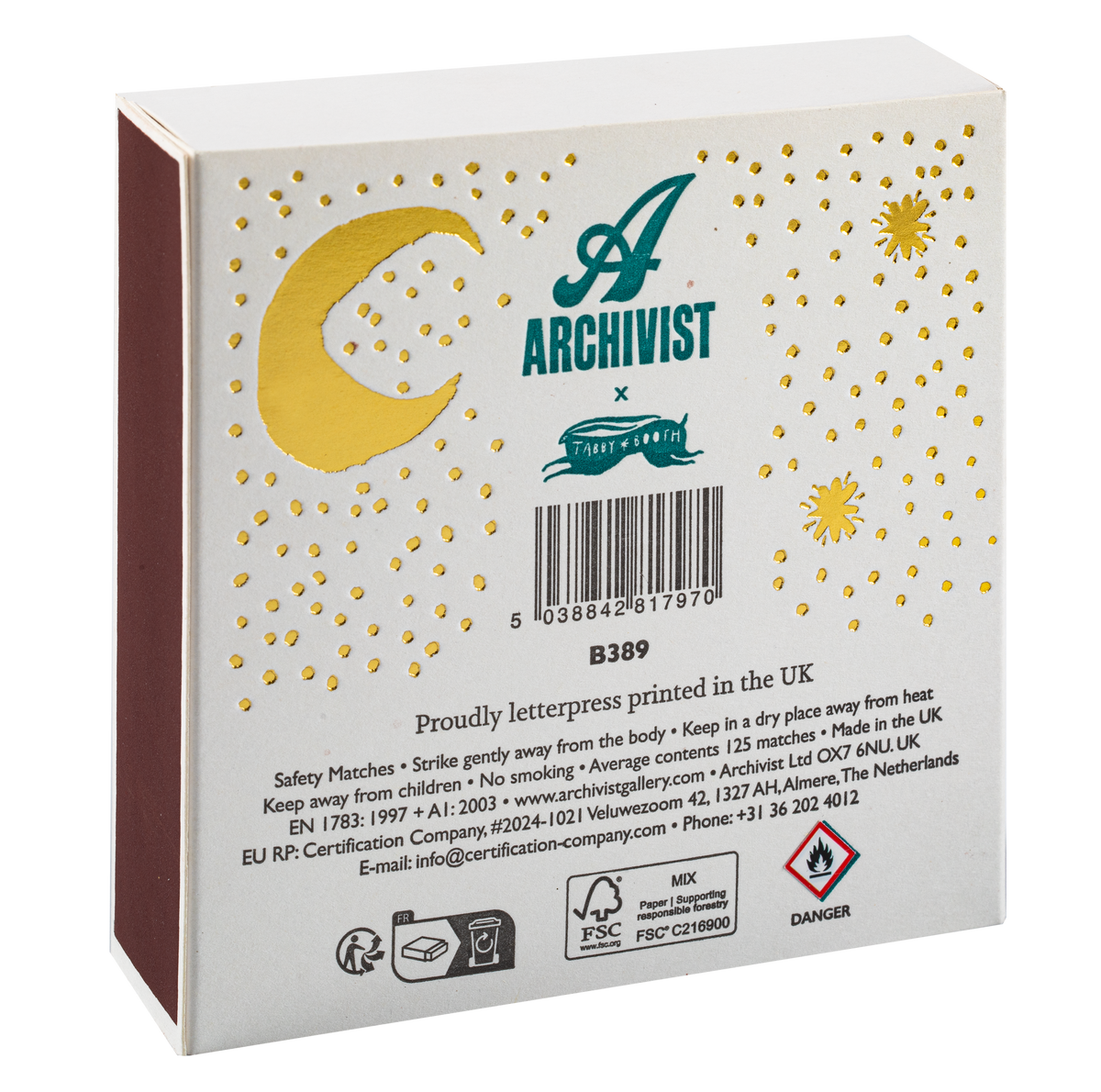 Owl, Moon and Tree | Square - Safety Matches 🎄