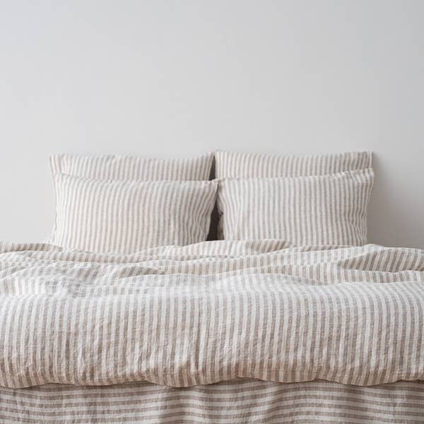 Linen Pillow Case - Natural Ticking Stripe