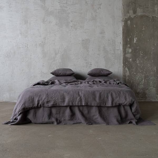 Stone Washed Linen Duvet - Steel Grey