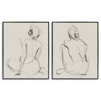 Sitting Female Figure Drawing Framed Art