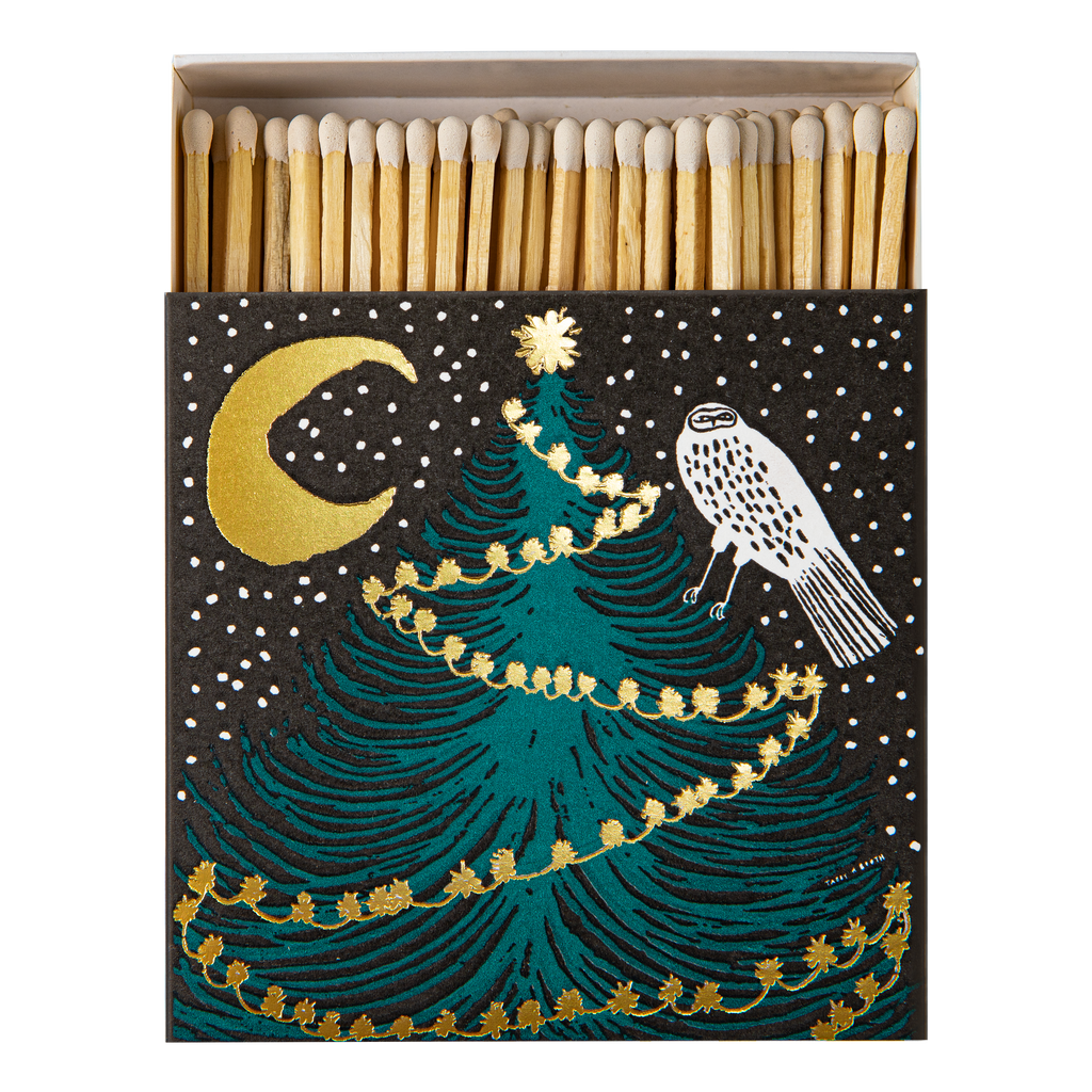 Owl, Moon and Tree | Square - Safety Matches 🎄
