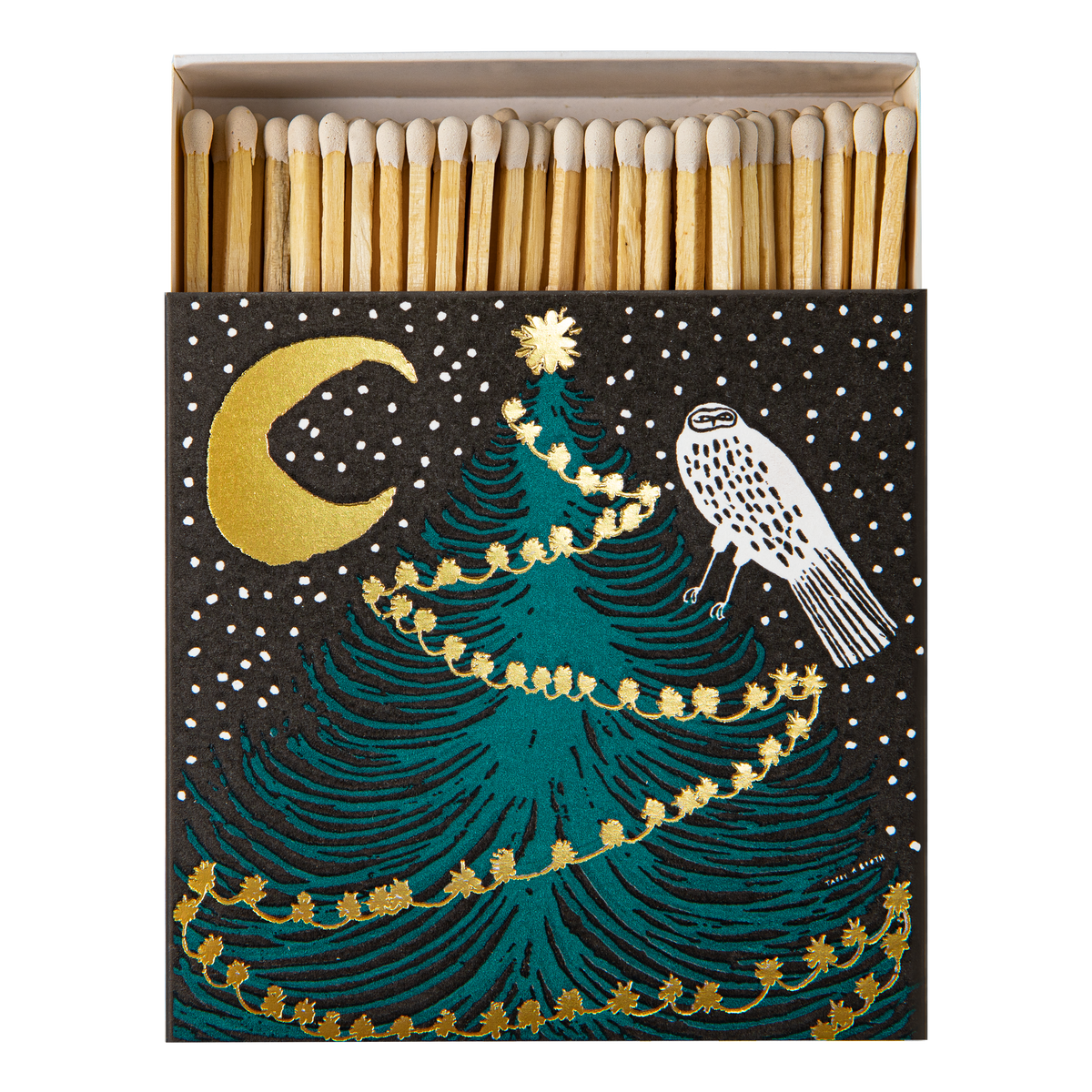 Owl, Moon and Tree | Square - Safety Matches 🎄