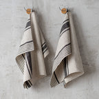 Set of 2 Linen Hand or Tea Towels Forest Green Provence
