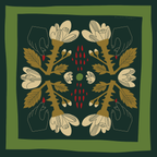 Green Rose and Thorn | Women's Silk Scarf | 26x26 Bandana